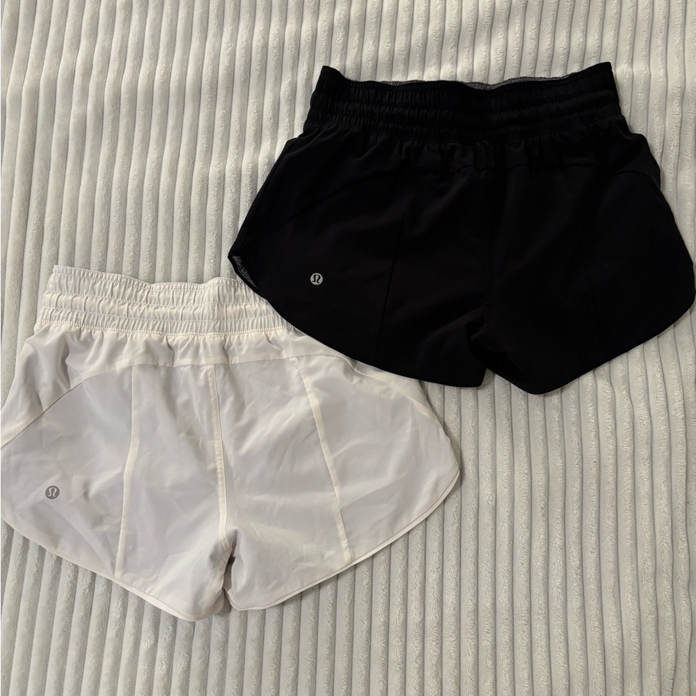 lululemon athletica black/grey and white/blue reversible short bundle